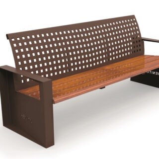 Banco Alea, acero de construcción. Tres tablones de madera tropical, 2,07