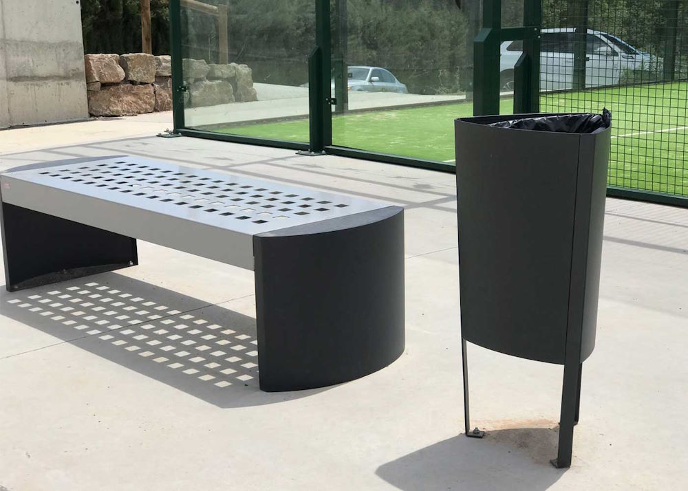 Banco Trau pies y asiento en plancha de acero UM396E - Imagen 2